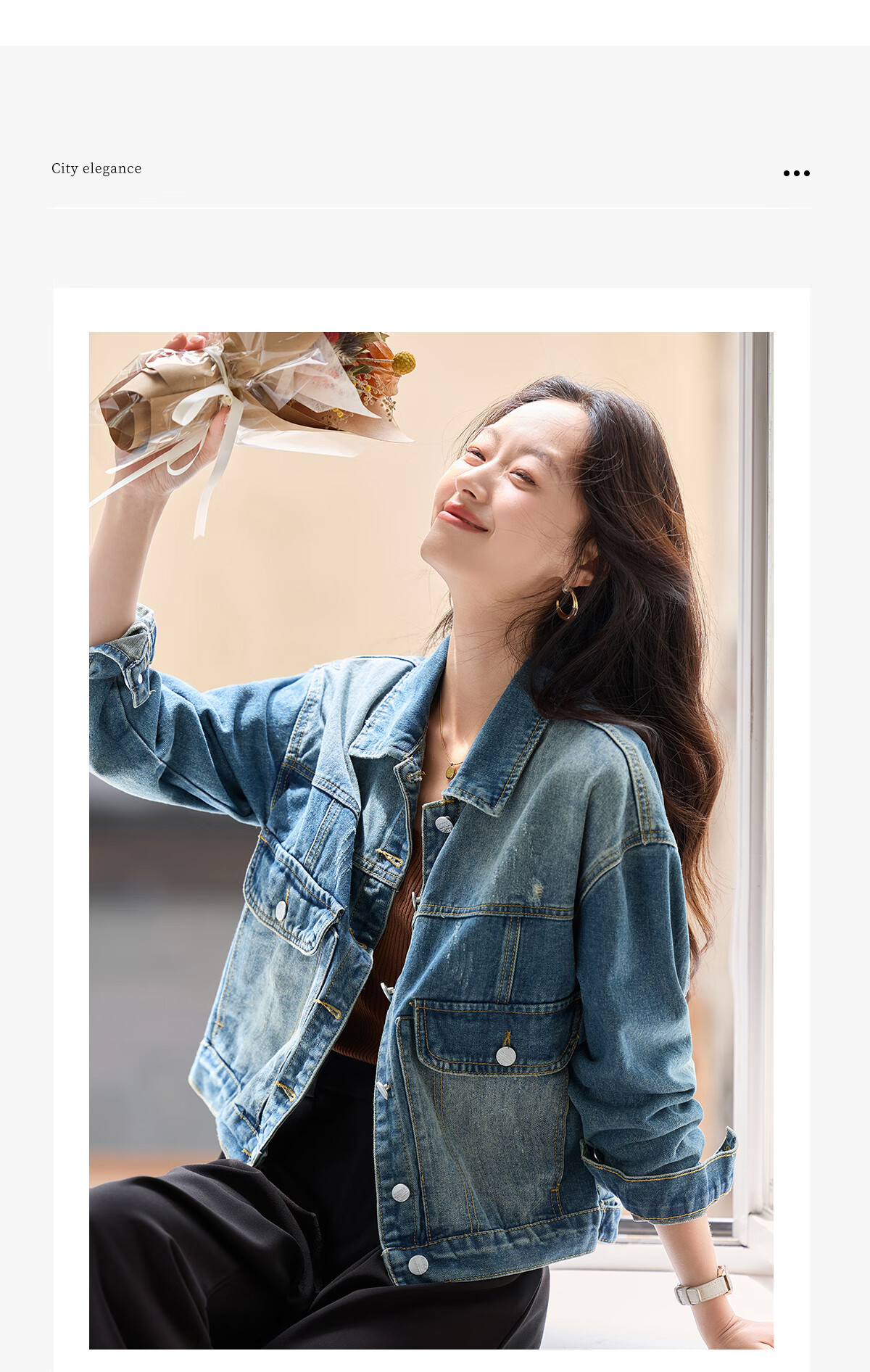 Pincai Women's Denim Jacket Trendy Retro Double Pocket Design Casual Versatile Top P53D006 15