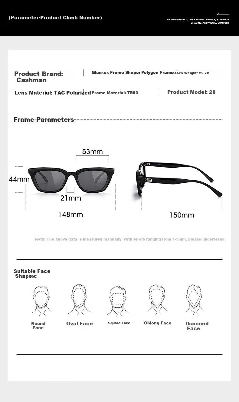 CAXMAN Retro Cat Eye Elegant Plain GM Sunglasses for Men And Women, Narrow Frame UV Protection Polarized Driving Glasses that Make Face Look Smaller 12