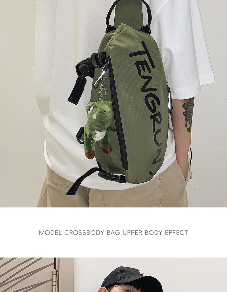 JINSHIWQ Men's Crossbody Bag Outdoor Sports Shoulder Bag Trendy Versatile Women's Small Backpack Simple Casual Large Capacity Waist Bag 8