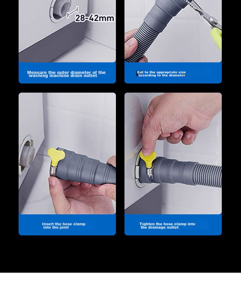 Lelandi Universal Washing Machine Drain Hose Extension Pipe, Outlet Pipe, Drainage Hose, Extended Flexible Hose for Fully Automatic Top-Loading And Front-Loading Washing Machines, 1 Meter with Adapter L5019 8