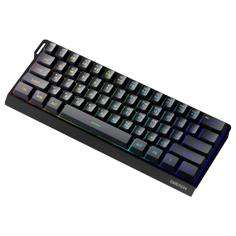 EWEADN F61 Wireless Keyboard Wired Bluetooth Tri-mode Silent Mechanical Feel Gaming Portable 61-Key Membrane Keyboard for PC Laptop Tablet iPad