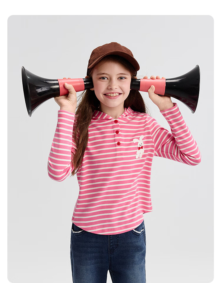 BALABALA BalaOne Girls' Long-Sleeve T-Shirt, Children's Autumn Striped Casual Top, 208325100008 6