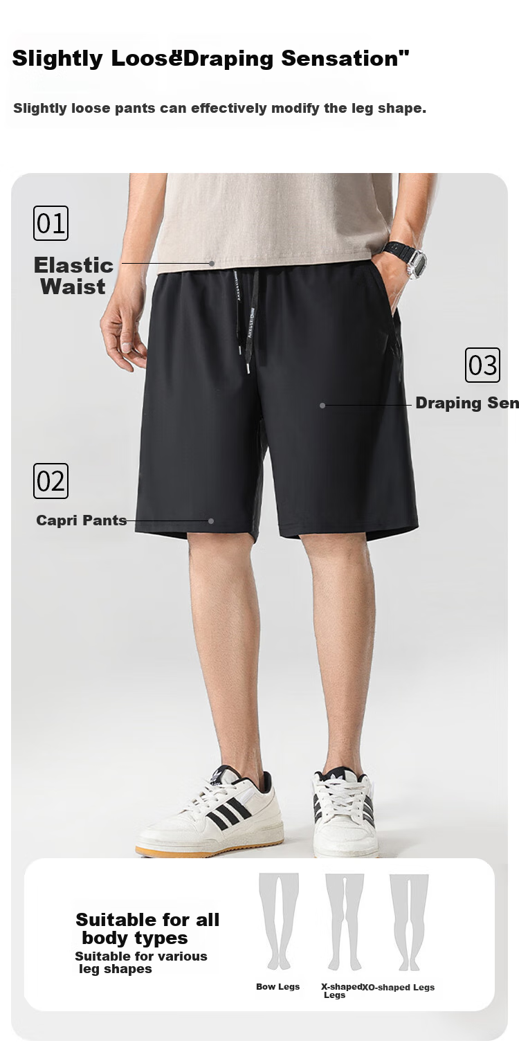 MiiOW Ice Silk Shorts for Men, Summer Pants, Tech Sun Protection Breathable Running Six-Proof Quick-Dry Basketball Five-Point Shorts for Me 2
