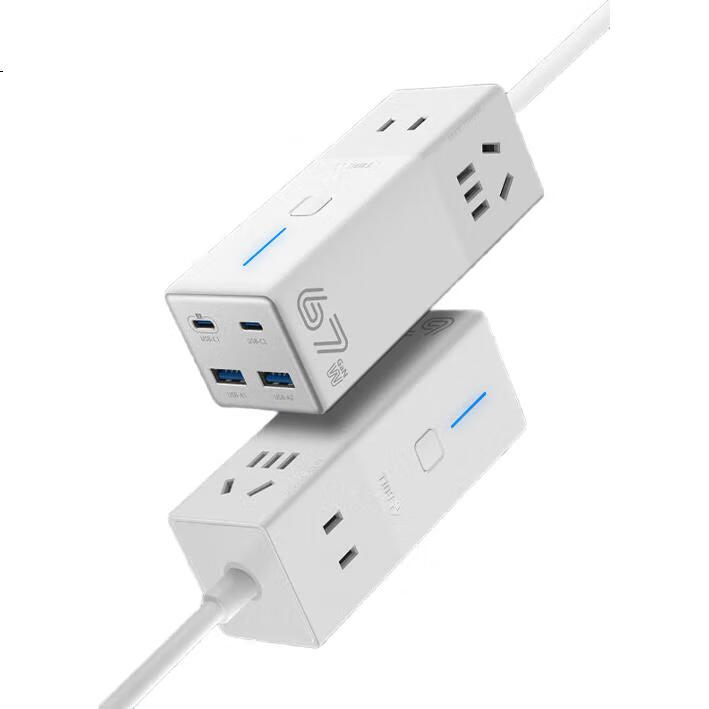 Удлинитель BULL Gallium Nitride 67W Fast Charging 3 розетки + 2 USB-C + 2 USB-A, 3 метра, белый