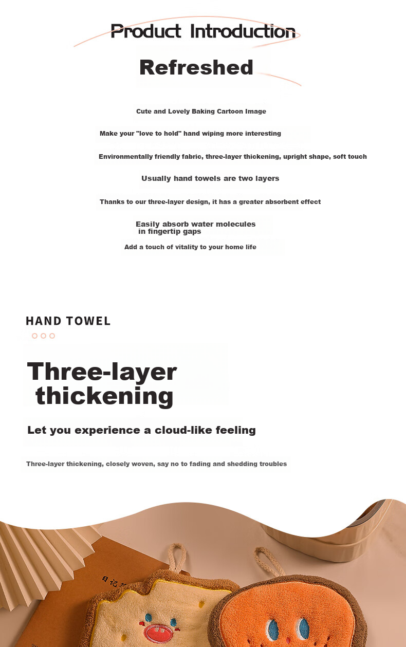 Fanyejia Cute Hand Towels, 2-Pack Hanging Absorbent Thickened Bathroom Handkerchiefs, Washcloths, Small Square Towels for Kitchen And Exercise 8