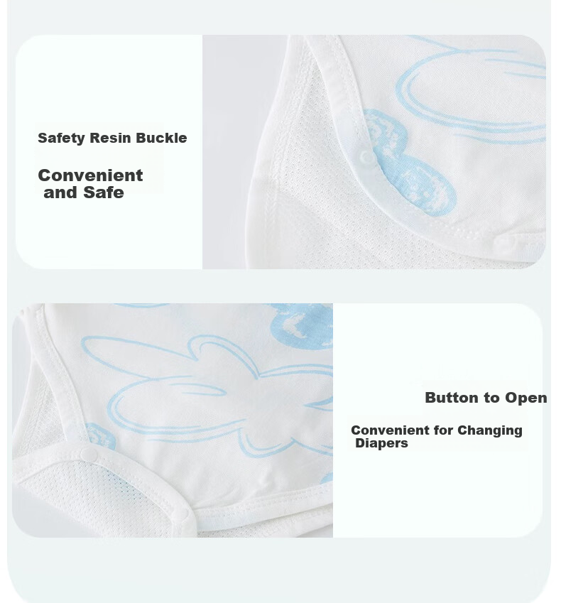 Aibaoshi Baby Romper, Summer Short-Sleeve Bodysuit, Newborn Onesie, Thin Mesh Back T169, 2-Piece Set, 66cm 10