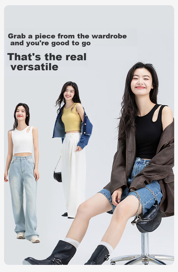 GUJIN Hollow-Out Camisole Tank Top for Women, Summer Short Style with Built-In Bra Pads, Inner Wear Undershirt, Black, L, 115-135 Ji 7