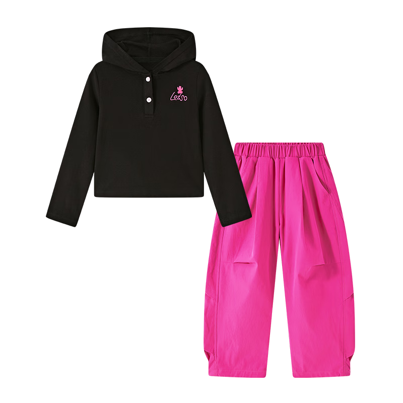 Disney Girls' Fashion Set 2025 Autumn New Children's Hoodie and Pants Two-Piece Sweet Cool Outfit for Older Kids