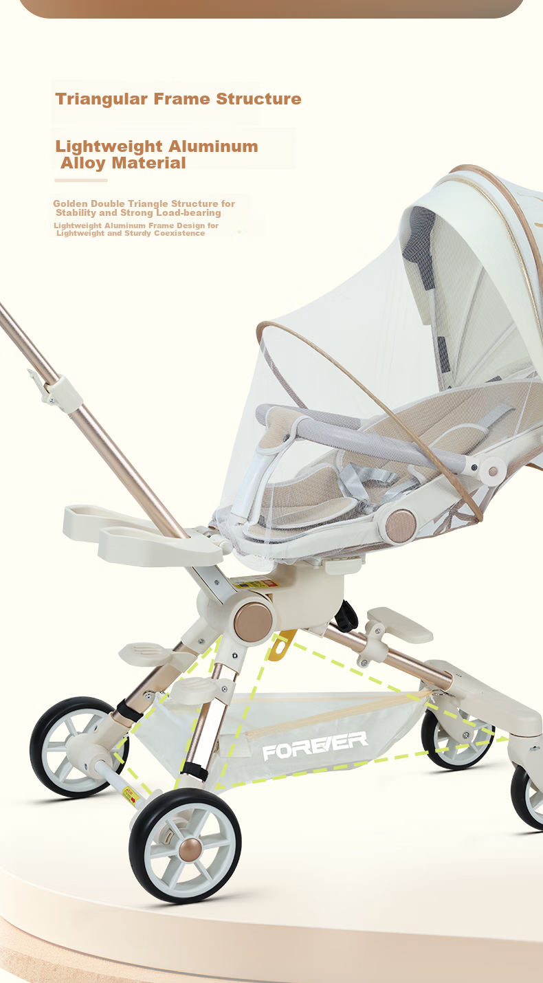 FOREVER Stroller, Can Sit And Lie Down, Lightweight, High Landscape, Reversible Folding, for Babies 0-6 Years Old, Baby Walking Aid Car 4