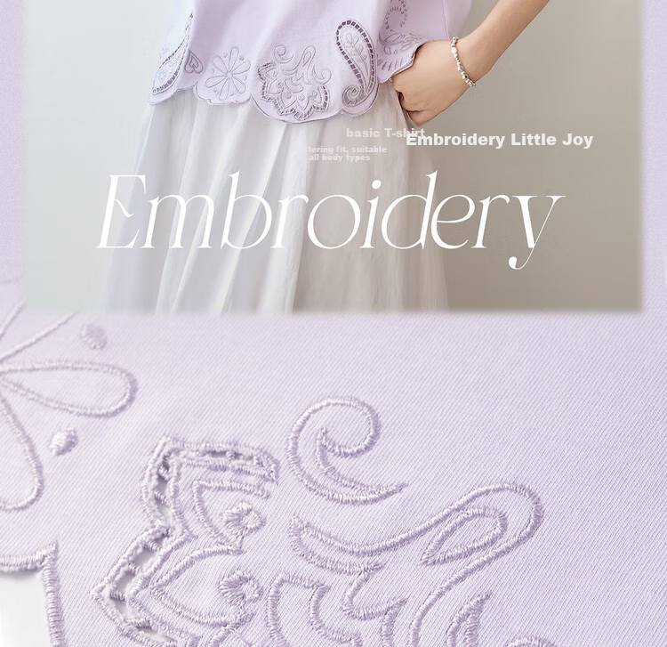 Sentubila Round Neck Hollow Embroidered Short Sleeve T-Shirt Women Summer Elegant Slim Fit Casual Designer Inner Top 2