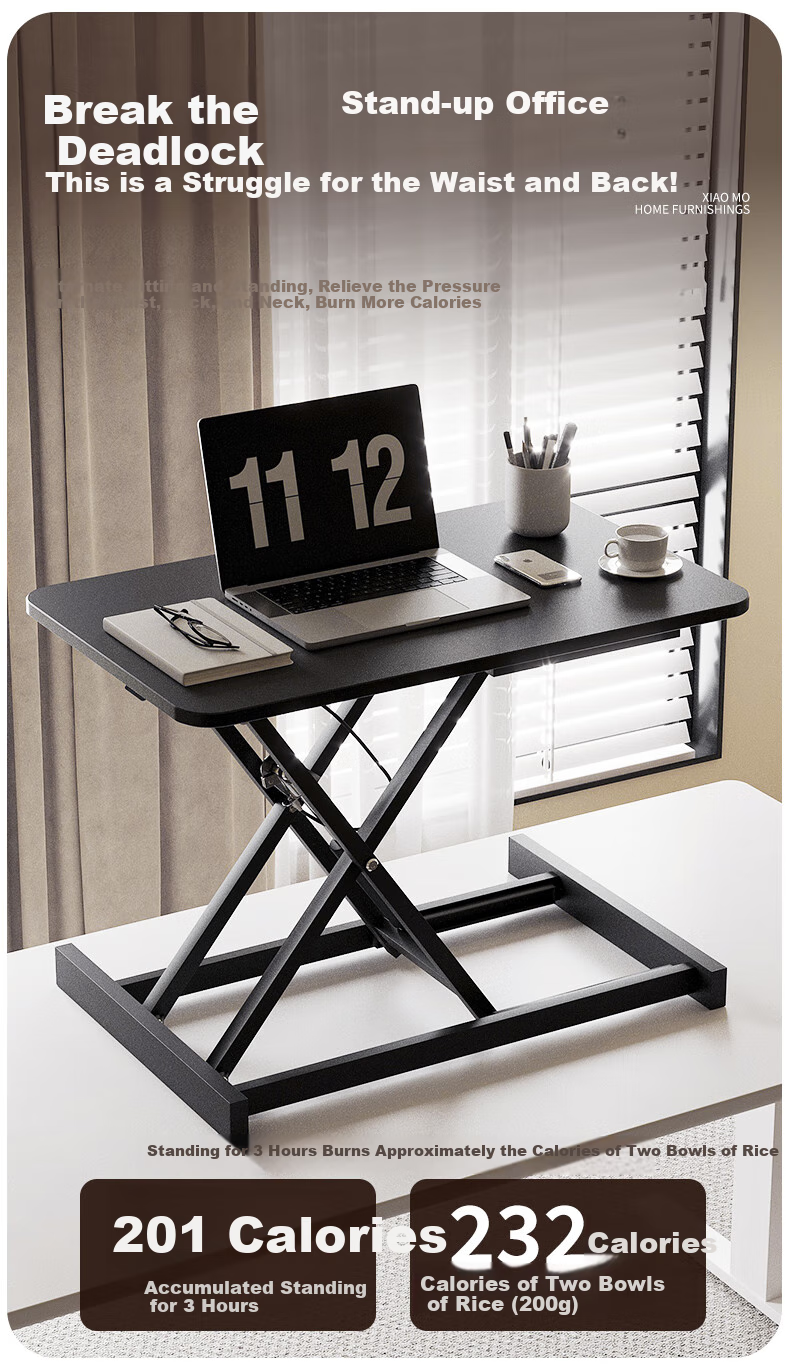 Xiaomo Height Adjustable Computer Desk, Standing Desk Converter, Ergonomic Standing Desk, Office Desk with Monitor Stand 4