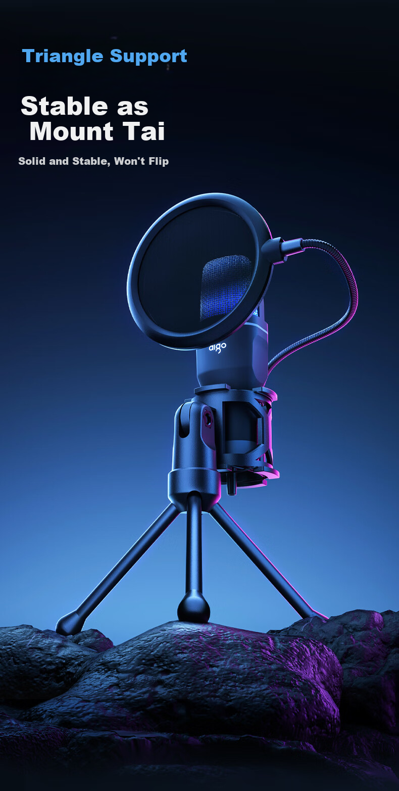 Aigo K18 Computer Microphone, Live Streaming Microphone, Conference Game USB Microphone, Desktop Computer Laptop Mobile Phone Karaoke Mic, Online Class Condenser Pickup Microphone 7