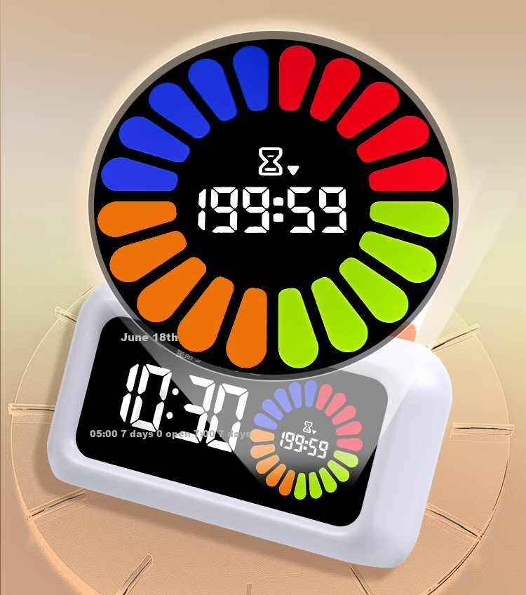 Compas Student Color Screen Visual Timer Alarm Clock, Children's Time Management Tool, Countdown Self-Discipline Reminder, Exam And Postgraduate Entrance Exam Timer, 4-Color Zoned Stationery, White Birthday Children's Day Gift 7