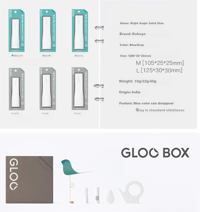 KOKUYO GLOO Color-Changing Solid Glue Stick L Size Blue 40g TA-G313-1P - Japan Stationery Award Winner 5