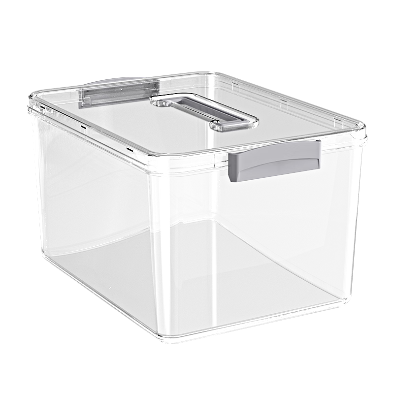 Baicaoyuan Transparent Storage Box with Handle, Thickened Plastic Organizer for Clothes, Toys, Snacks And Books, XL Size