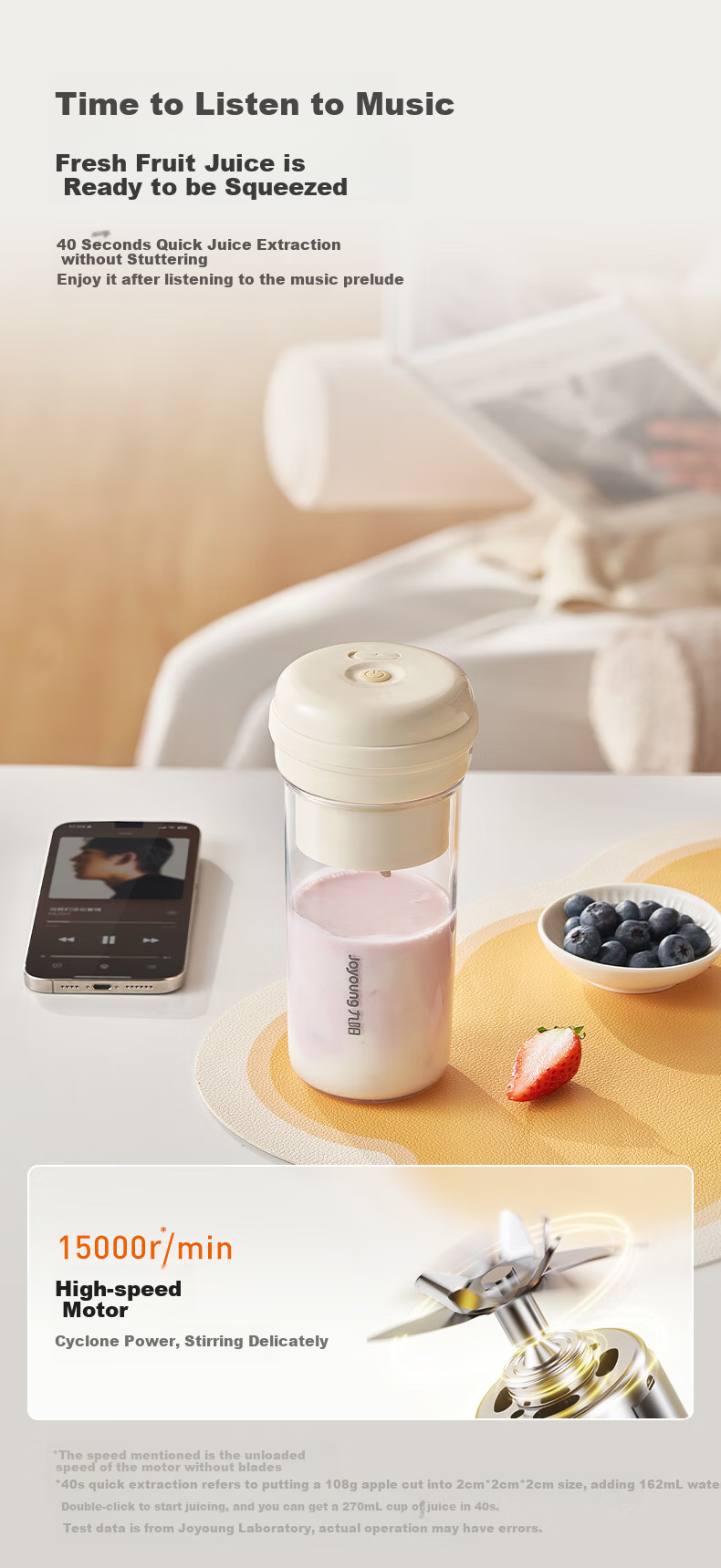 Joyoung Portable Juicer Cup, Fruit And Vegetable Juice Maker, Baby Food Processor, Electric Multi-Function Blender Cup L3-LJ320 3