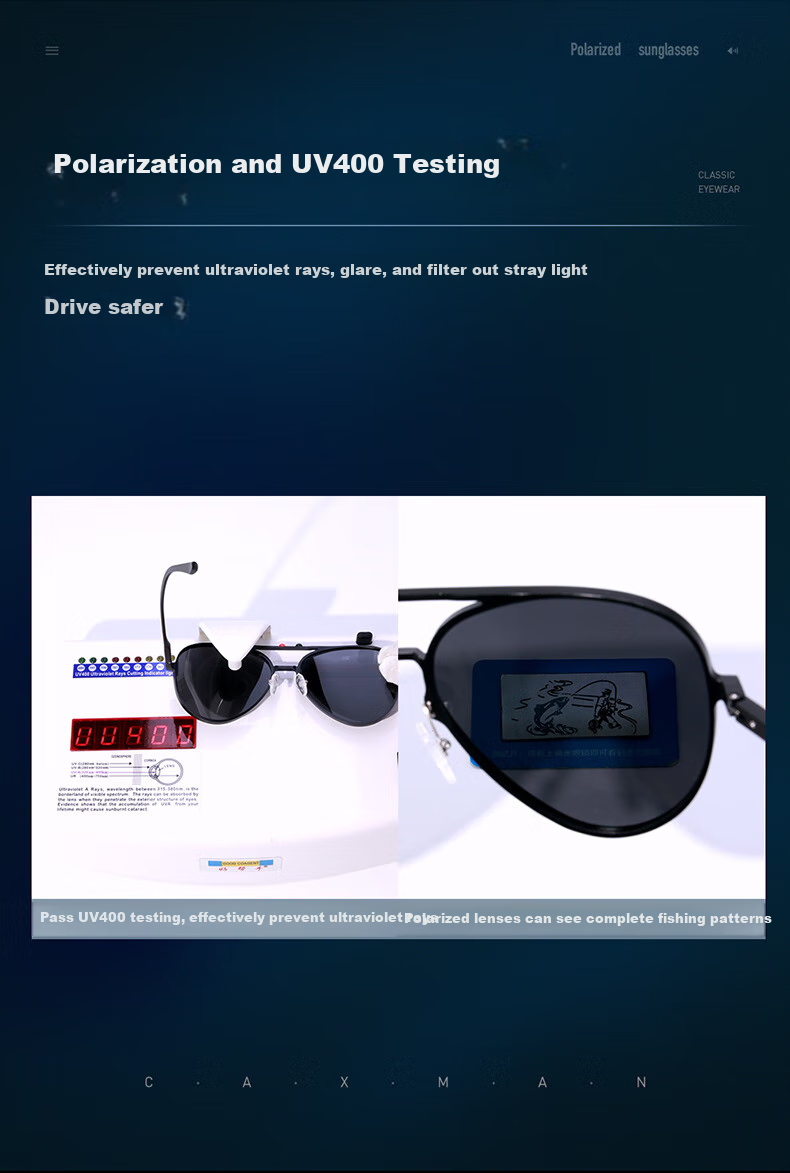 CAXMAN Classic Aviator Sunglasses, Aluminum-Magnesium Polarized Glasses, Toad-Shaped Glasses for Driving, Anti-Glare, Suitable for Men And Wome 7