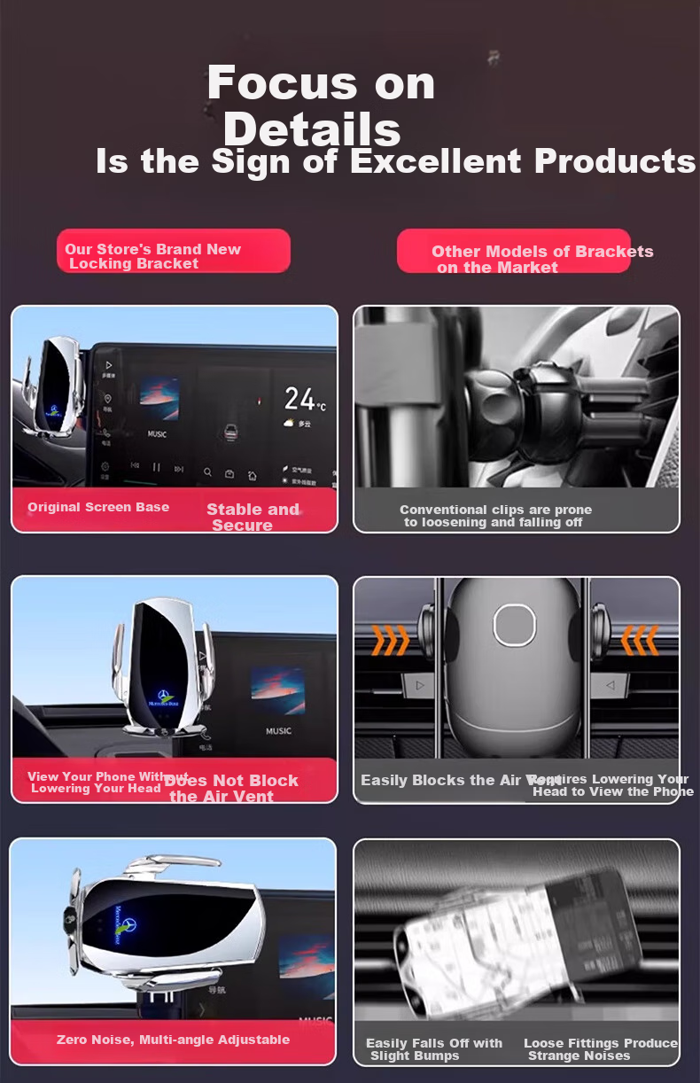 Zhicheng Car Phone Holder for Mercedes-Benz E-Class, Automatic Sensor Wireless Charger, Center Console Screen Navigation Mount 2