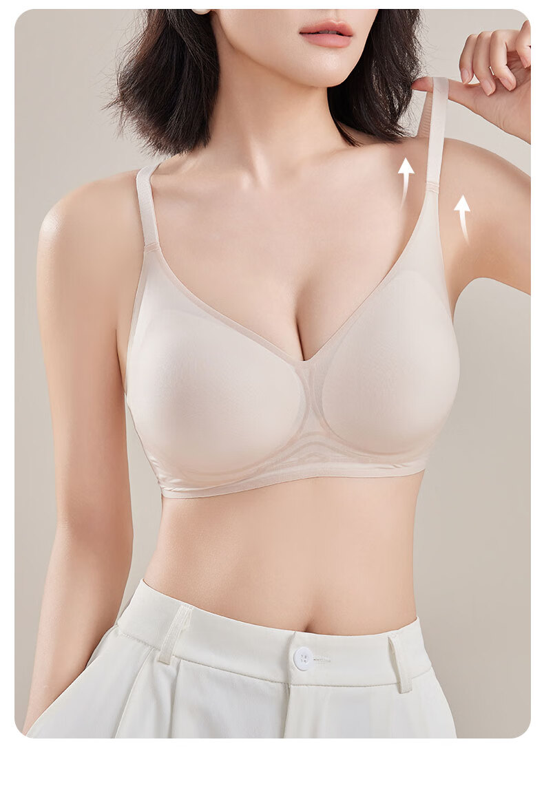 GRACEWELL Seamless Bra for Women Large Bust Minimizing Push-Up Anti-Spread Wireless Thin Strap Lightweight Invisible Bra 8