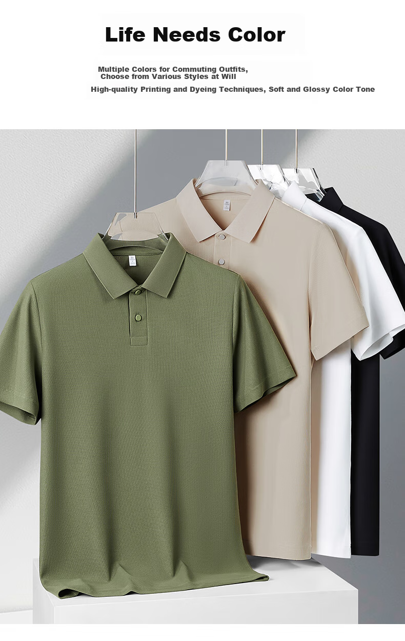 ROMON Short-Sleeve Polo Shirt for Men, New Style 7A Antibacterial Quick-Dry Business T-Shirt for Young And Middle-Aged, Summer 201 White L 6