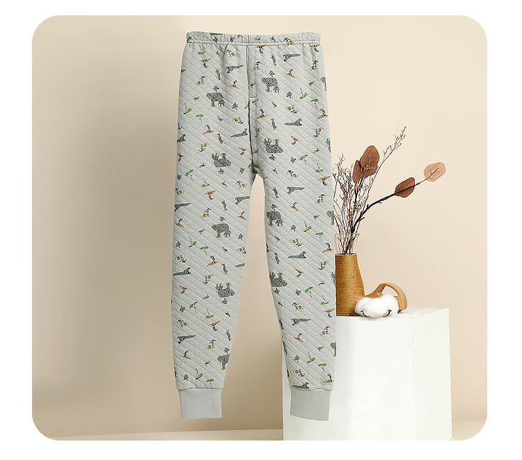 Hodohome Kids Thermal Pants Girls Antibacterial Triple-Layer Thickened Cotton Autumn Trousers Air Layer Sleep Pants 270 Pink 165 6