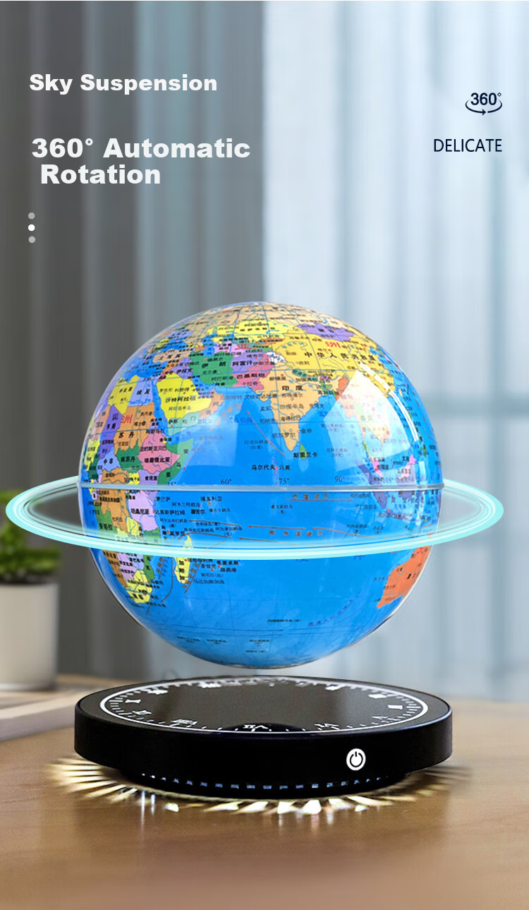 Hengyi Magnetic Levitation Globe, Educational Toy for Boys Aged 8-12, Φ14cm Light Blue Spherical Body with Glow-In Effect, New Year Gift 9