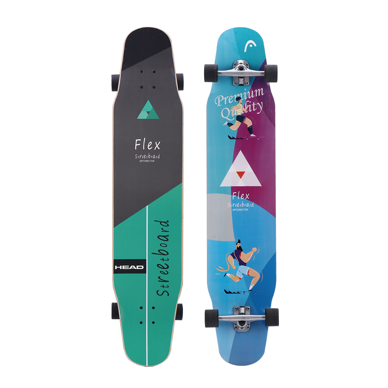 HEAD Skateboard Longboard Professional Board for Adults, Flat Flower Design for Men, Women And Children, Gift for Beginners, Entry-Level Road Skateboard, Street Skateboard, Commuter Skateboard