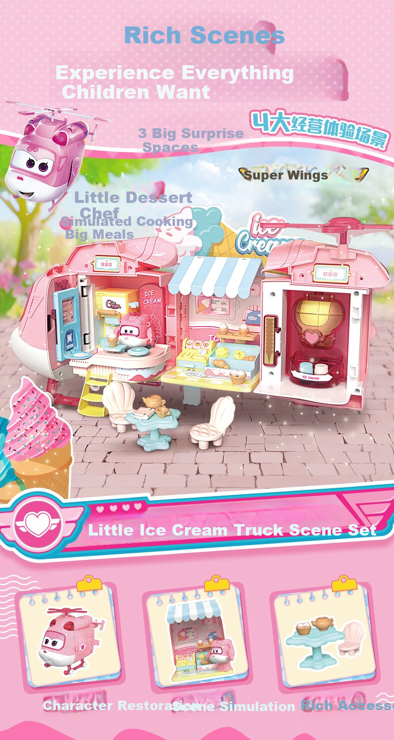 AULDEY Super Wings Little Sweetie Ice Cream Shop Playset, Pretend Play, Girls' Toy, Birthday Gift, 790840 1