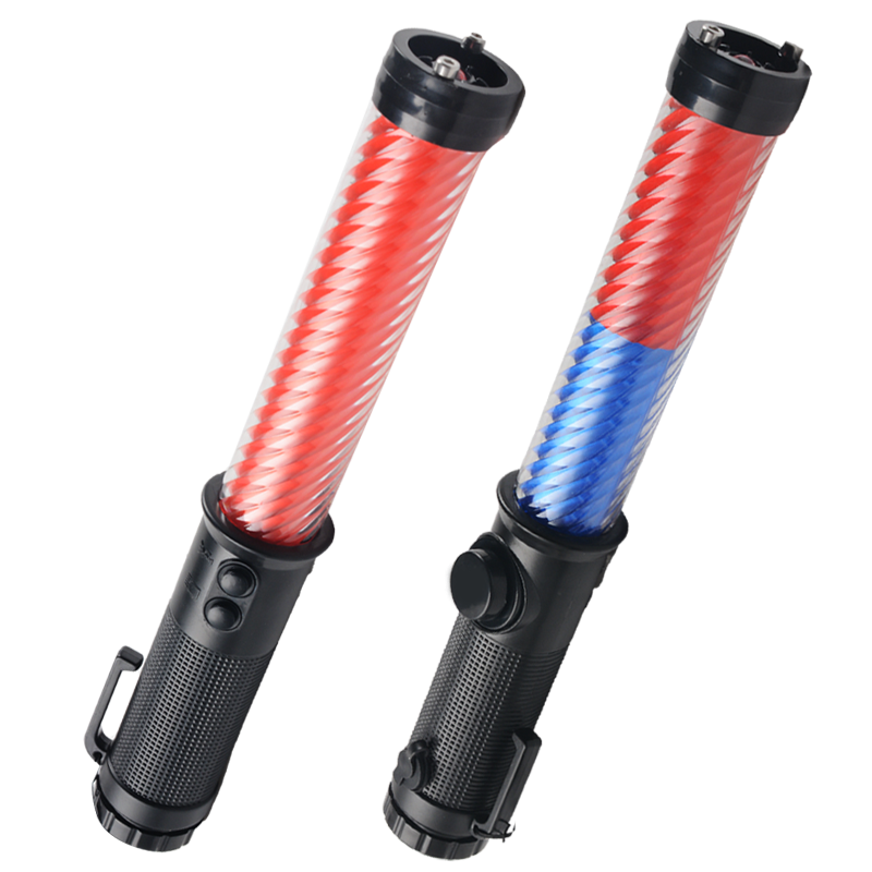 Jujingyang Traffic Control Baton Electronic Whistle LED Fluorescent Stick Rechargeable Handheld Night Road Red Blue Warning Flashlight