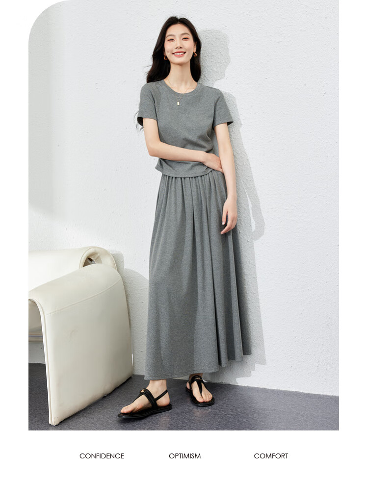 Fansiman Minimalist Design Set Dress for Women 2026 Summer New T-Shirt and Skirt Two-Piece Set XL 3