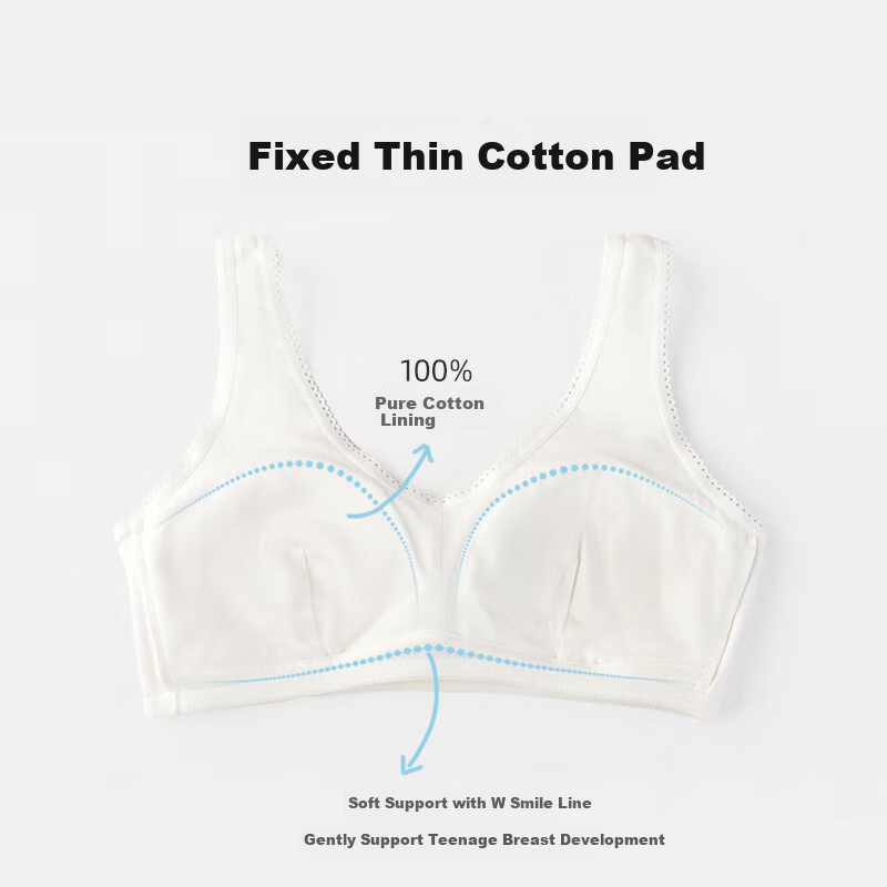 Ailier &ouluola Girls' Underwear for Middle School Students Aged 12-16, Teenage Bra, Puberty Pure Cotton Girls' Vest 85B