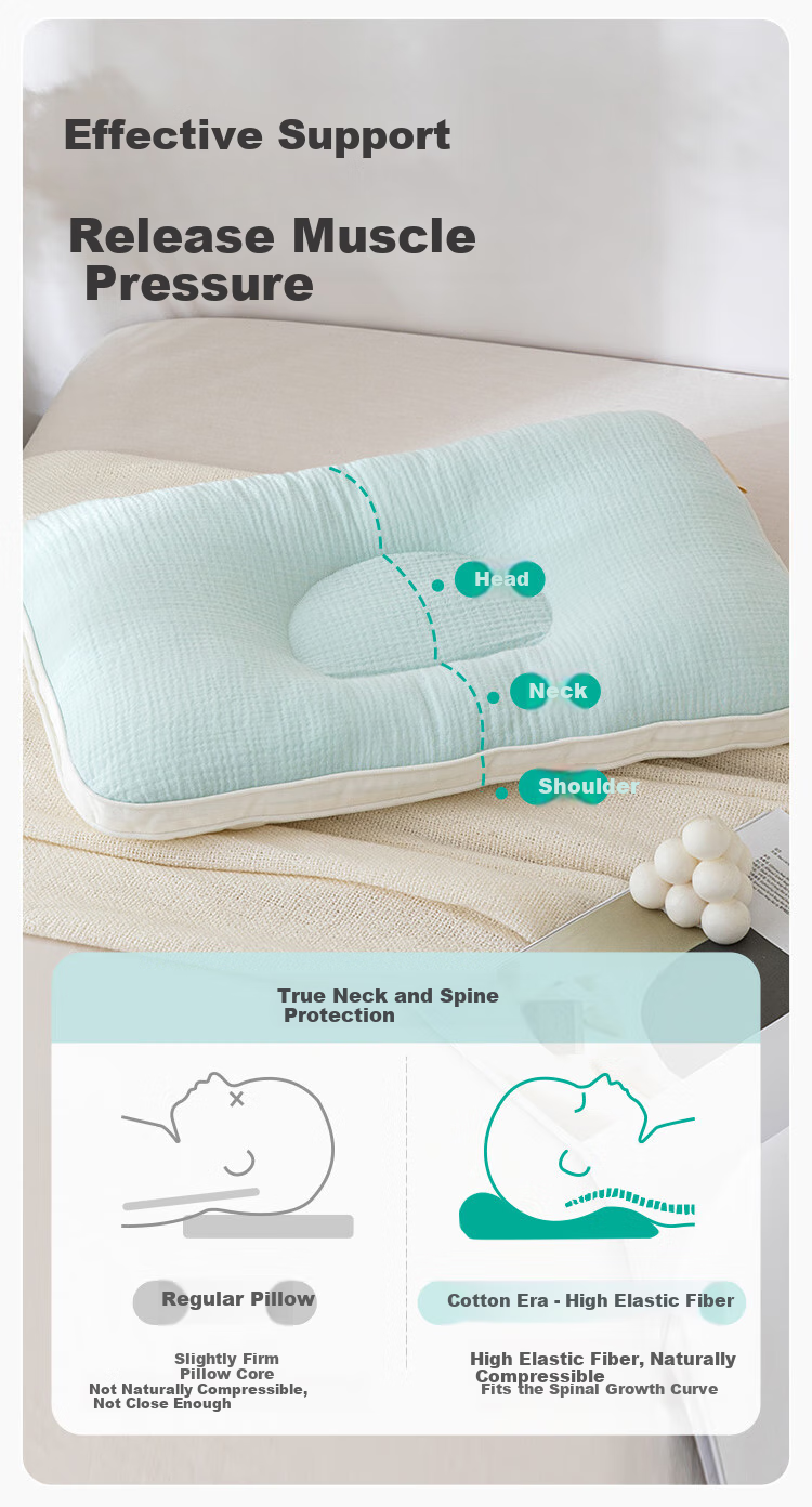 PurCotton Children's Pillow, Baby Shaping Pillow for Ages 3-6, Growth Pillow for Kids, Head Shape Correction, Antibacterial And Anti-Mite Neck Support Pillow 5