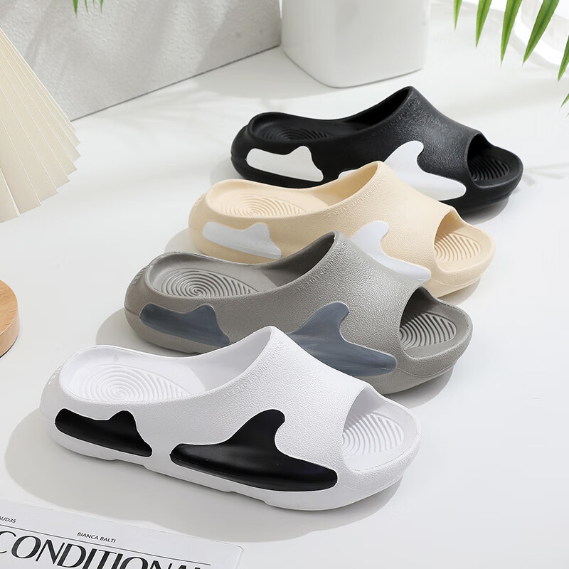 XGGC Basketball Outdoor Slippers for Men, Summer Stepping-On Feel, Non-Slip Beach Sandals, Large Size, White, 46-47