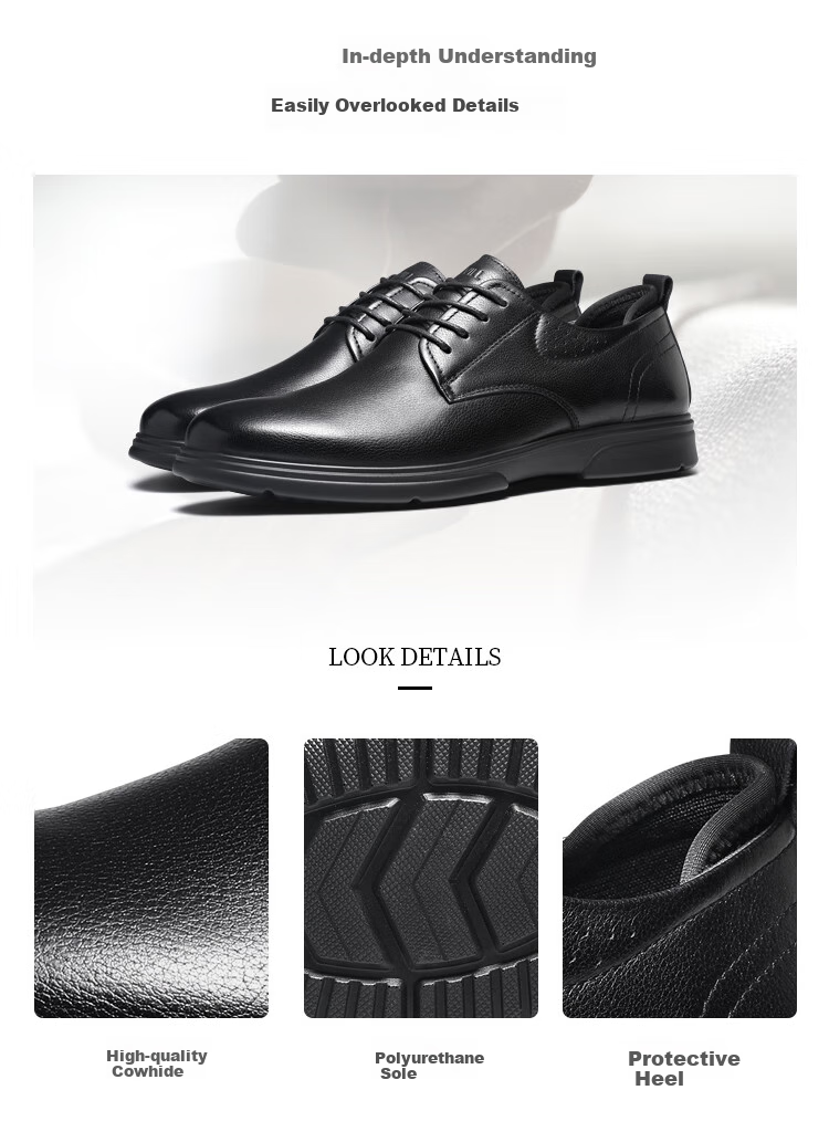 Guizhibu Men's Leather Shoes, Dress Shoes, Business Formal Wear, Genuine Top-Grain Cowhide, 2026 New Style Casual Wedding British Derby Shoes 4