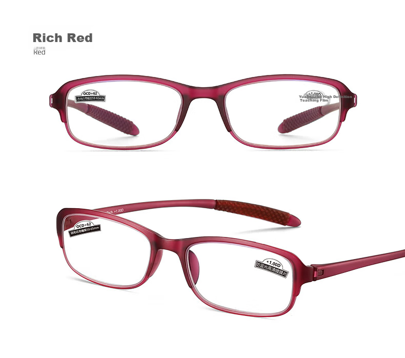 Funsonca Anti-Blue Light Ultra-Light Imported Material Non-Metal Reading Glasses for Men And Women, Comfortable, Durable, Anti-Slip Eyeglasses, Red 400 Degrees 11