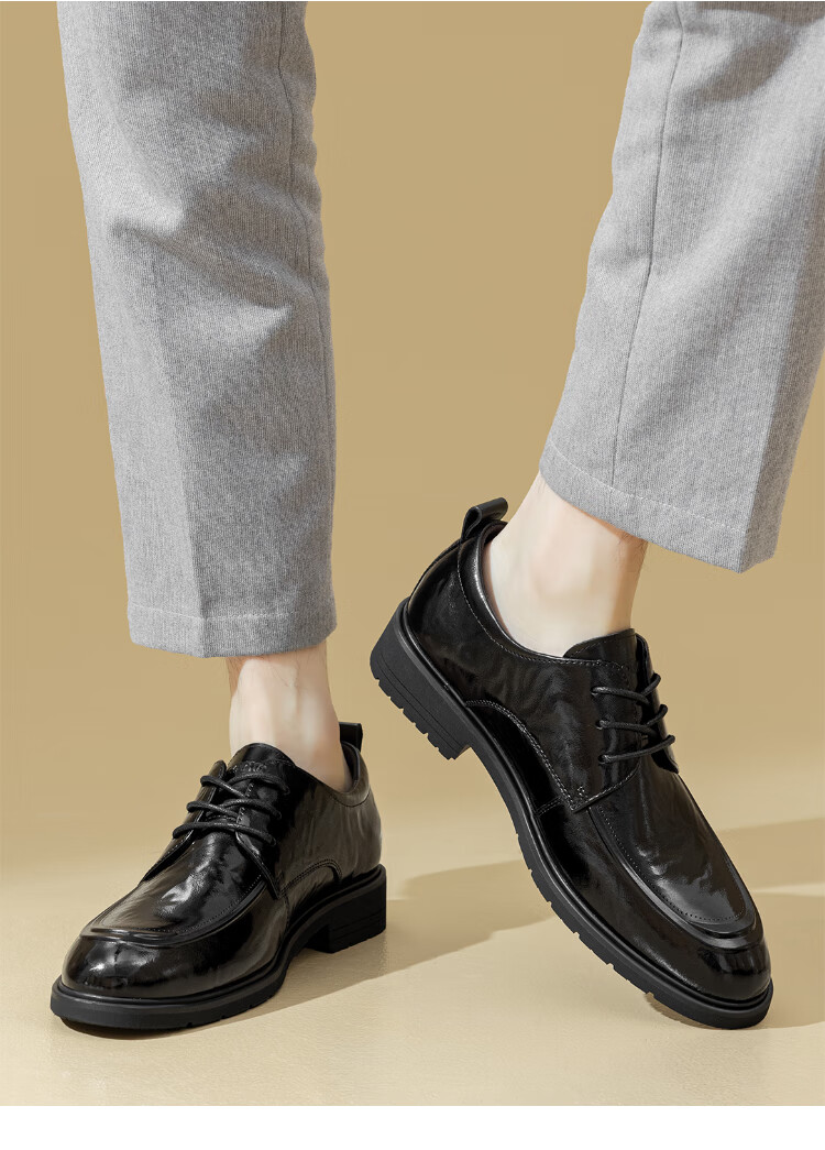 Aokang Men's Shoes, 2025 New Spring And Autumn Men's Business Casual Leather Shoes, British Formal Derby Shoes, Soft-Soled Work Leather Shoes MT 2