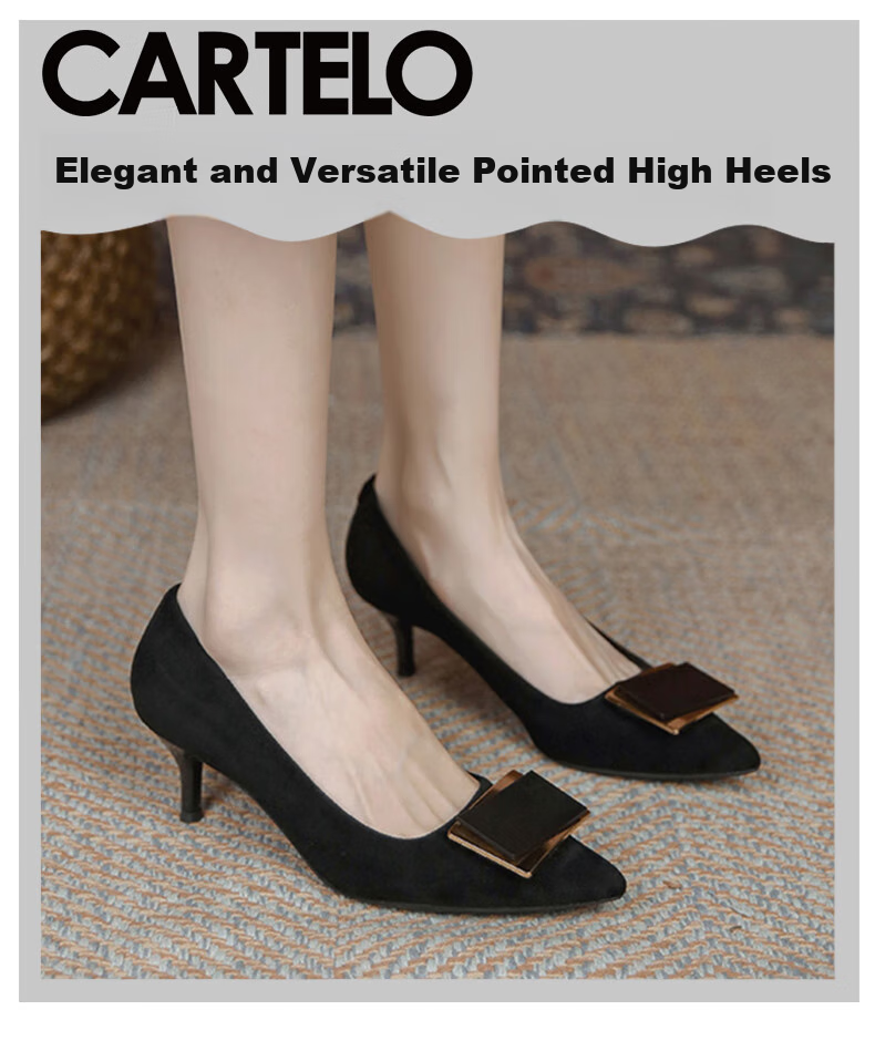 CARTELO Thin Heel High Heels, Comfortable Black Shoes, KCC-6688 Black (3cm), Size 33 1