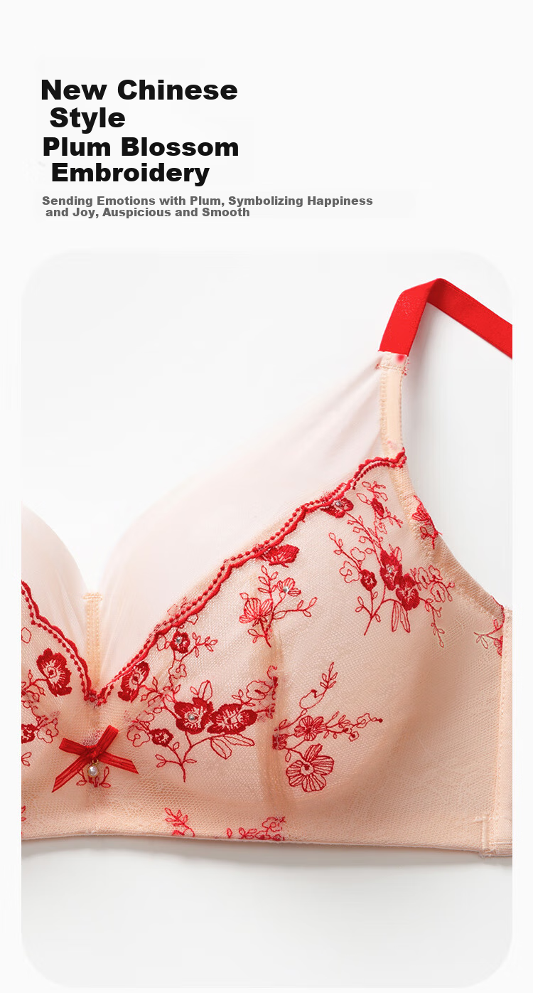 Ordifen Women's Embroidered Push-Up Soft Wireless Bra, Zodiac Year New Vintage Moisture-Wicking Embroidered Brassiere XB4320 7