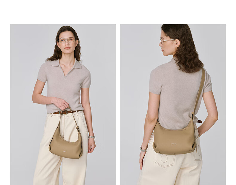 La Festin Medium-Sized Top-Grain Leather OO Bag, 2026 New Style Commuter Women's Handbag, Crossbody And Tote Half-Moon Bag, Birthday Gift for Girls 7