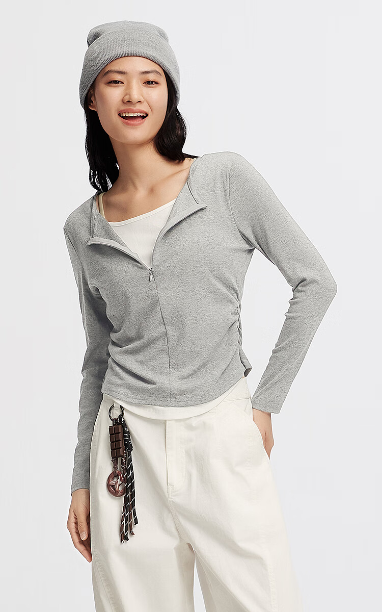 Semir Women's Long Sleeve T-Shirt Short Design Slim Fit Fake Two-Piece Autumn 2025 101525101003 Mall Version 2