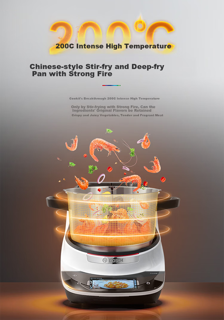 BOSCH [European Import] Cookit Intelligent Inspiration Pot AI Recipe Fully Automatic Cooking Machine Robot Multifunctional 30-In Chef Machine Electric Cooking Pot MCC9555CWC 3