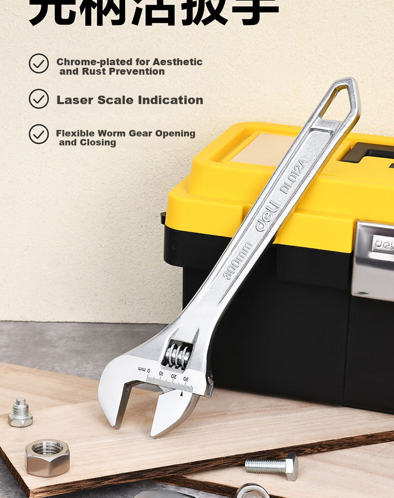 DELIGONGJU Light Handle Adjustable Wrench (Silver), 10 Inches, DL010A (Random Delivery of New And Old Items) 4
