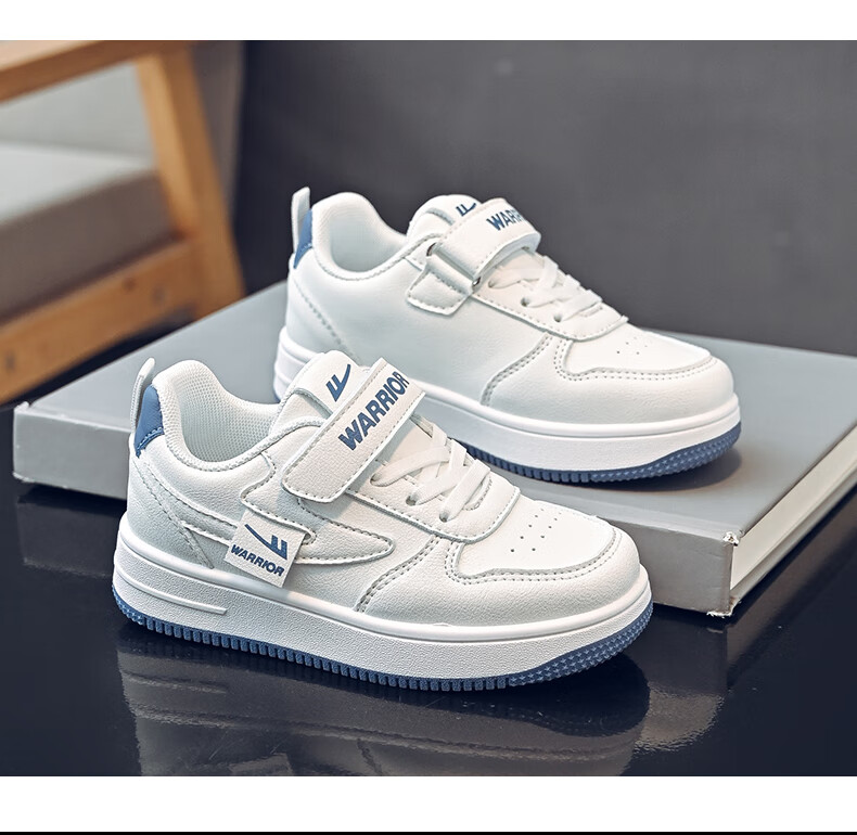 Warrior Children's Shoes Girls' Sports Shoes Spring And Autumn Soft Sole Sneakers Boys' School White Shoes WZ(CL)-0968 White Size 33 11