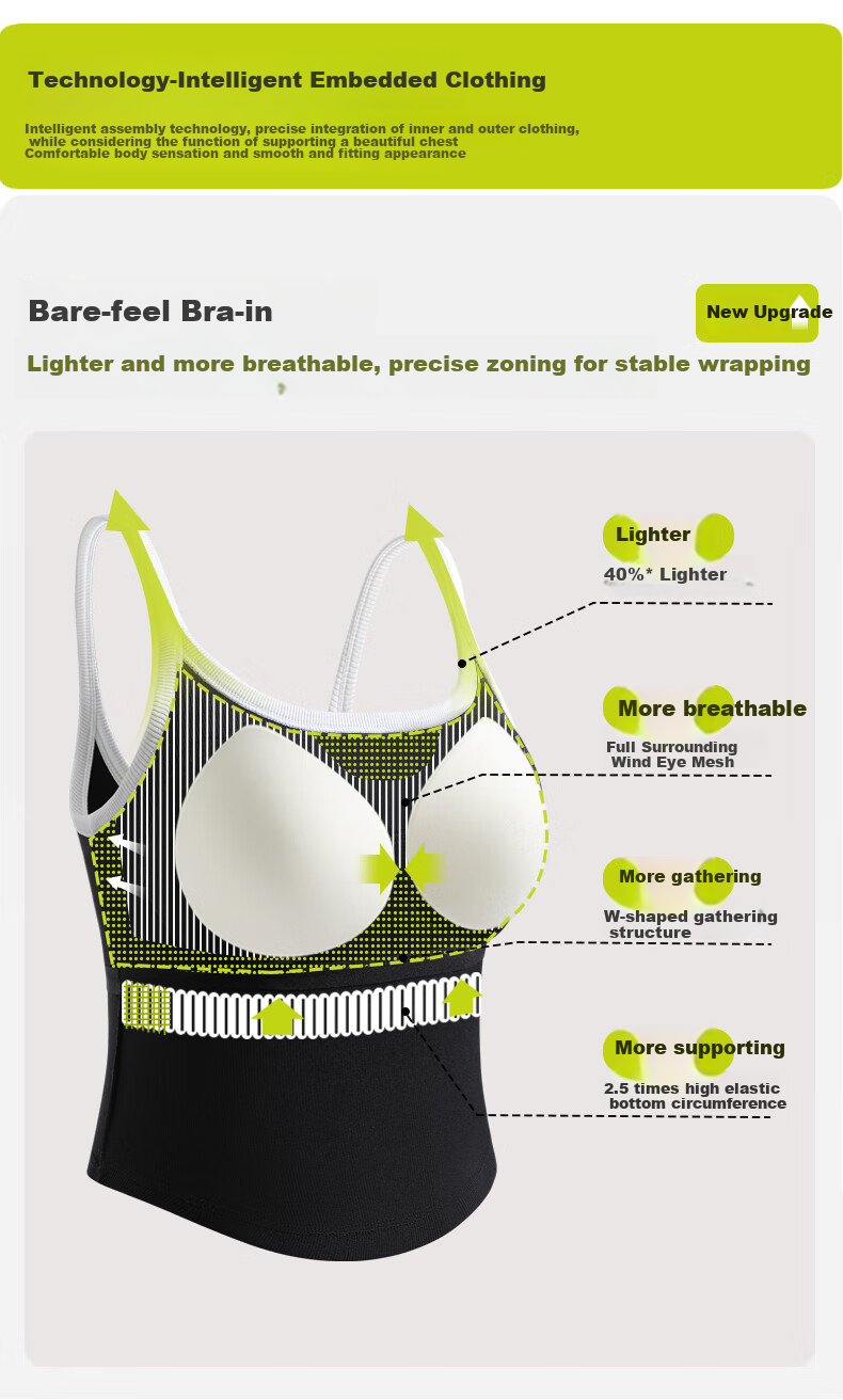 Ordifen Women's Camisole Tank Top with Contrasting Color Lining, One-Piece U-Neck Undershirt, Inner Wear Or Outerwear, Sporty Style 5