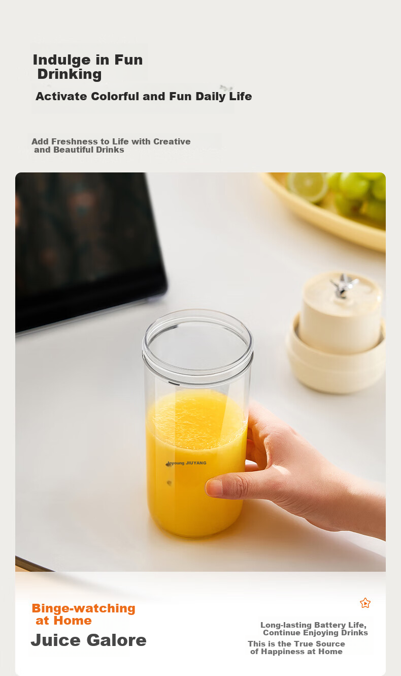 Joyoung Portable Juicer Cup, Fruit And Vegetable Juice Maker, Baby Food Processor, Electric Multi-Function Blender Cup L3-LJ320 5