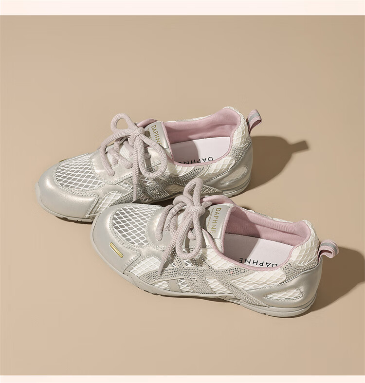 DAPHNE Versatile Derby Shoes Summer New Korean Style Casual Sports Women's Shoes Single Mesh Beige 38 13