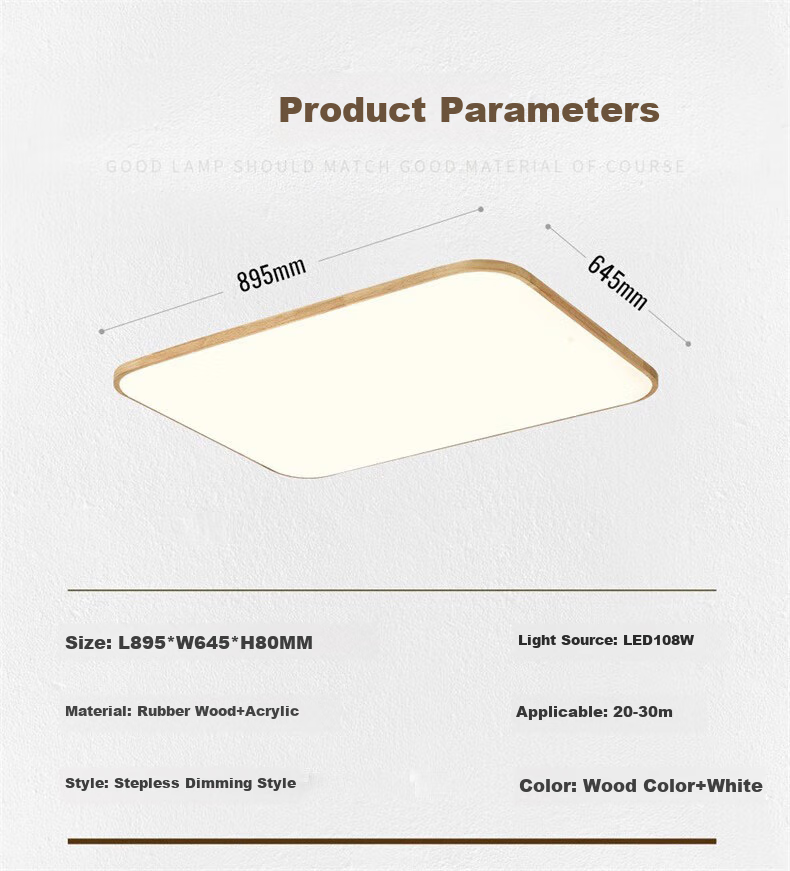 NVC LED Ceiling Light, National Trend Style Wooden Craftsmanship, Square Lamp for Study Room And Bedroom, Natural Wood Ultra-Thin Round Shape 12