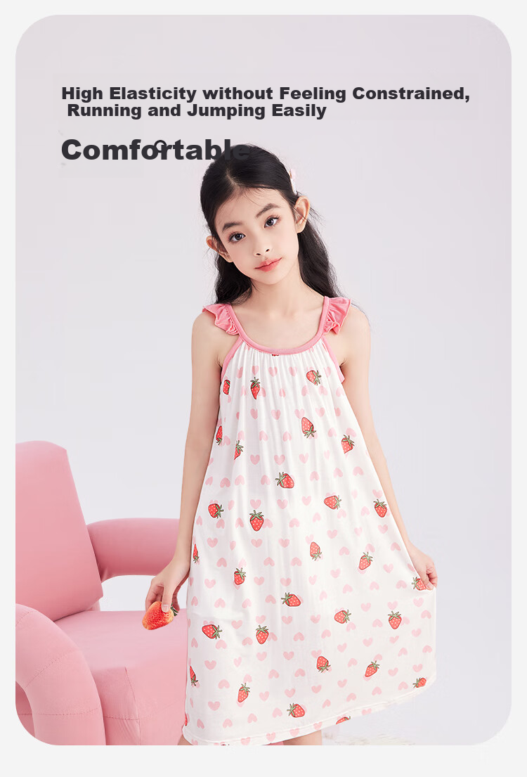 DEESHA [Class A Youkesi] 7A Antibacterial Sweet Princess Style Comfortable Breathable One-Piece Nightgown Cool-Feeling Loungewear Dress 6