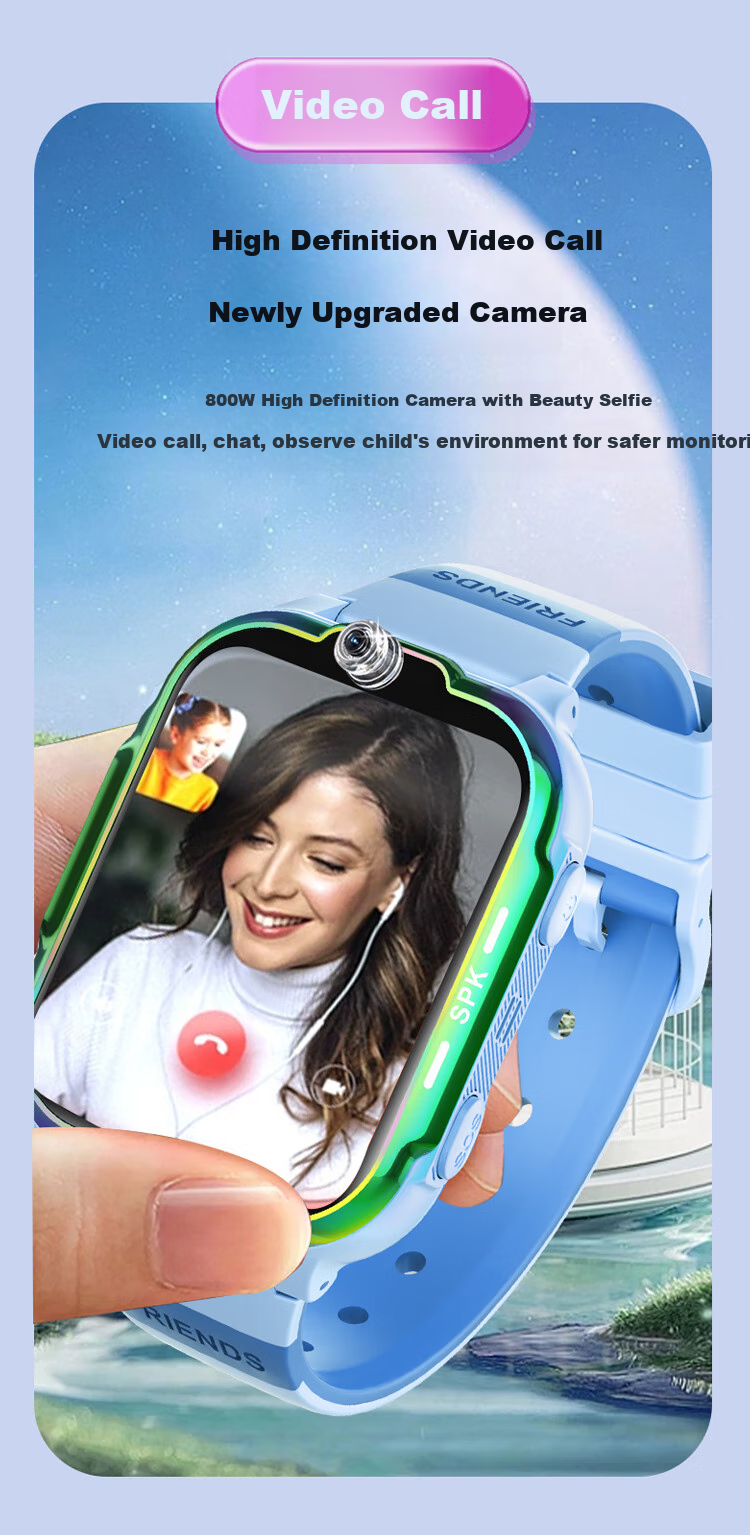 PALMHANG Smart Children's Phone Watch, 5G Full Network Compatible, Sports Video Watch, Suitable for Primary And Middle School Students, Can Insert SIM Card, GPS Precise Positioning, WeChat Multifunctional Youth Smart Watch 4
