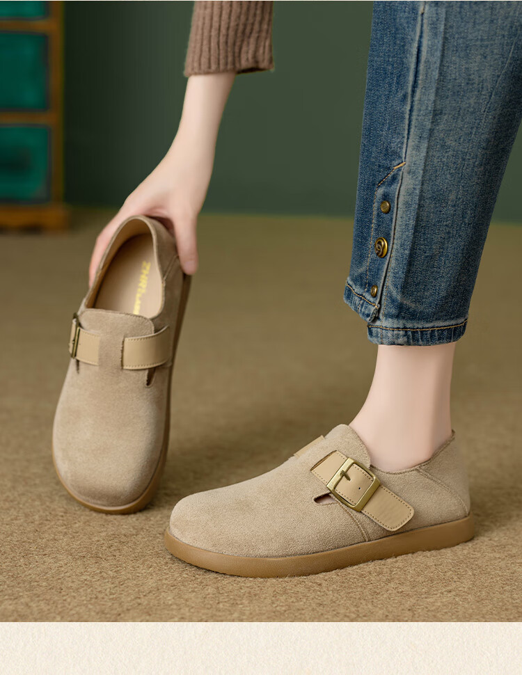 ZHR Bokeng Women's Versatile Lightweight Slip-On Casual Shoes with Soft Soles, Comfortable Commuter Shoes for Women, AB167 Khaki Color, Size 38 13